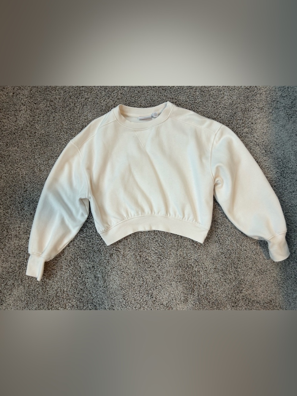 Girls Cropped Crewneck Sweatshirt in Cream